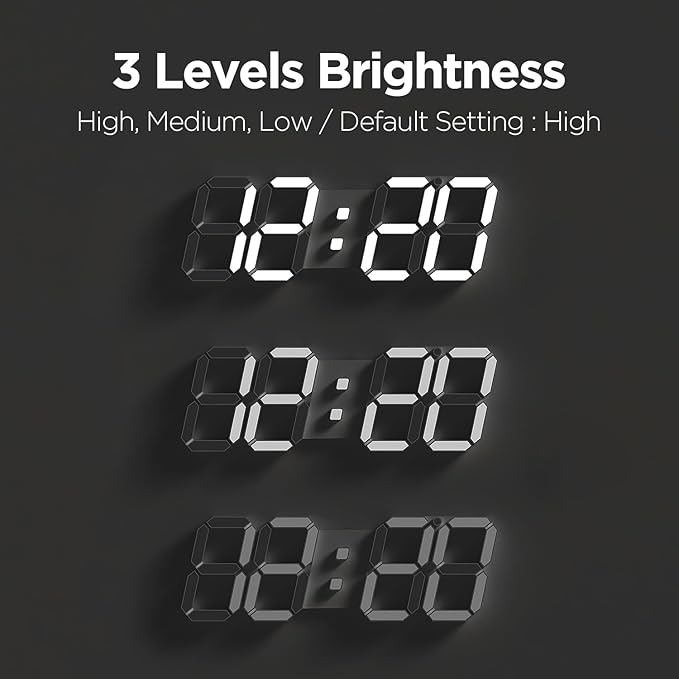 mooas 3D LED Clock, Multi-Function LED Clock (Calendar, Alarm, Temperature) (15.3" Big Plus White Wall Clock with Remote Control)