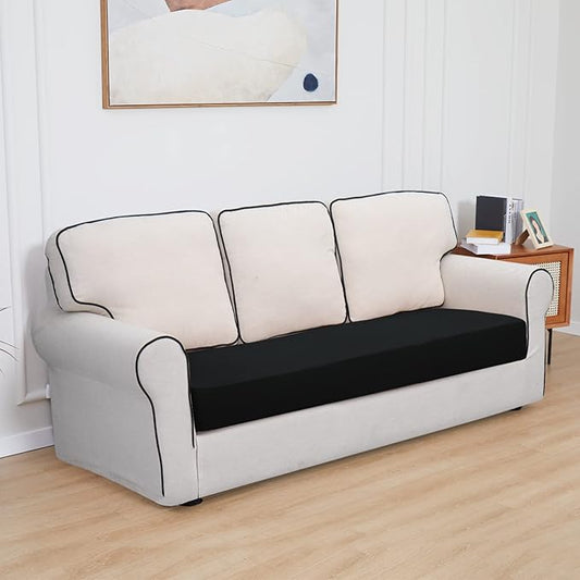 Easy-Going 100% Waterproof Oversized Sofa Seat Cushion Slipcovers Couch Cushion Cover Stretch Furniture Protector for Kids, Pets (Oversized Sofa Cushion, Black)