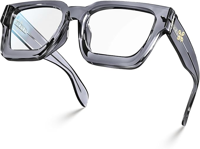 VISOONE Blue Light Blocking Glasses with TR90 Rectangle Frame and Chic Preppy Look for Women Men RIVER