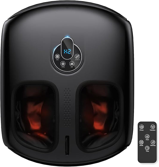Foot Massager Machine with Heat - Shiatsu, Kneading, Rolling Compression, 4 Modes & 5 Intensity Levels, Versatile Control Methods for Home Office Relaxation, Gift for Men Women
