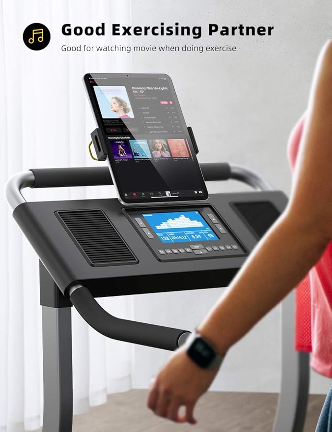 Lamicall Tablet Holder for Spin Bike - Tablets Mount Clamp for Indoor Bike Peloton, Treadmill, Exercise Bicycle Clamp for iPad Pro/Air/Mini and 4.7-12.9" Tablet