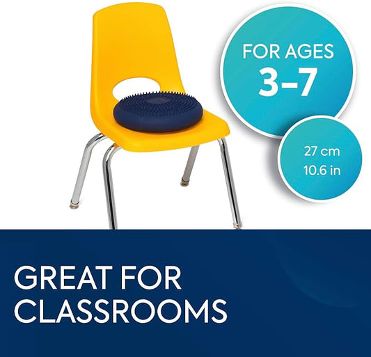 BouncyBand Wiggle Seat, Blue, 1-Pack – Small 10.75” D x 2.5” H Wobble Cushion for Kids Aged 3-7 – Sensory Tool Promotes Active Learning & Improves Productivity – Includes Pump for Easy-Inflation