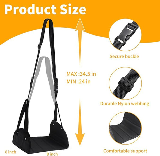 Foot Rest Hammock Under Desk,Airplane Foot Rest with Extended Adjustment Strap(24in-34.5in),Portable Desk Foot Hammock to Relax Your Feet