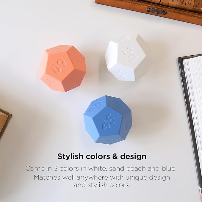mooas Dodecagon Time Ball Rechargeable Mini Timer (Sand Peach), 11 Preset Times, Desk Productivity & Workout Timer, Sound/Vibrate/Mute, Easy to Use