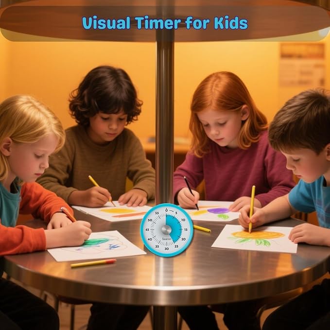 Searon Kitchen Timers for Cooking, Magnetic Visual Timer for Kids Teachers Classroom School ADHD Autism Oven or Adult with Special Needs (Blue)