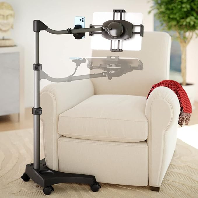 Levo V16 Tablet Floor Stand for iPads, iPad mini, New iPad Pro, Galaxy, Nexus, Xoom, Surface Pro, Miix, Nook, Fire, and Other Tablets and eReaders Black Color