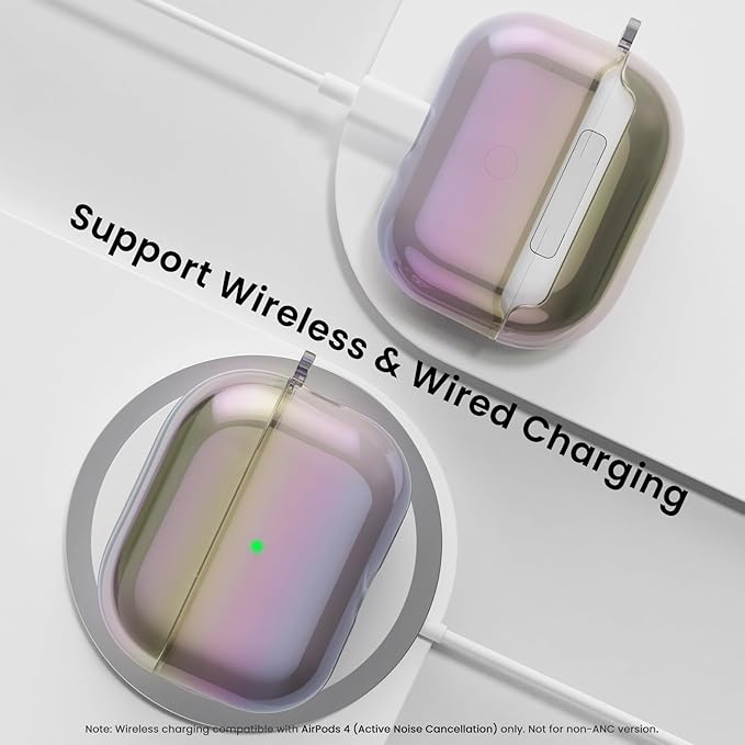 ORNARTO for AirPods Pro 2 Case 2023/2022–Stylish Gradient Clear TPU, LED Visible, Shockproof Protective Case Cover for AirPods Pro 2nd Generation with Lanyard-Iridescent Purple