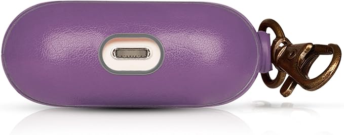 Dreem Vegan Leather Case Cover with Keychain Clip Compatible with AirPods Pro 1 for Women & Men/Apple 1st Generation, Protective One Piece Hard Shell, Luxury AirPod Pro Case [Purple]