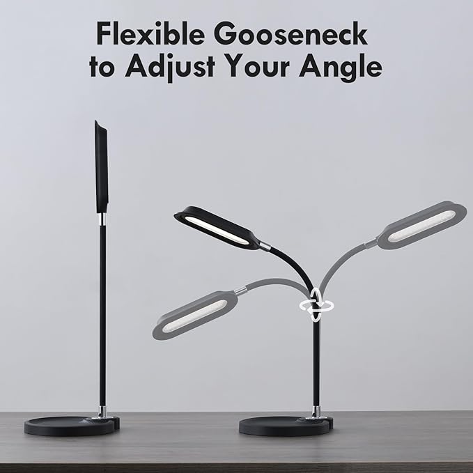 WILIT LED Desk Lamp, 800LM Bright Dimmable Table Lamp with 3 Color Modes, Bedside Lamp with Storage Base, Study Lamp with Adjustable Gooseneck, Reading Lamps for Home Office Dorm (Black)