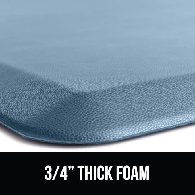 GORILLA GRIP Comfortable Cushioned Kitchen Mats for Floor, Waterproof and Stain Resistant Soft Top, 3/4 Inch Thick Ergonomic Standing Desk Anti Fatigue Mat, Foam Supports Ankles, Feet, 20x32, Sky Blue
