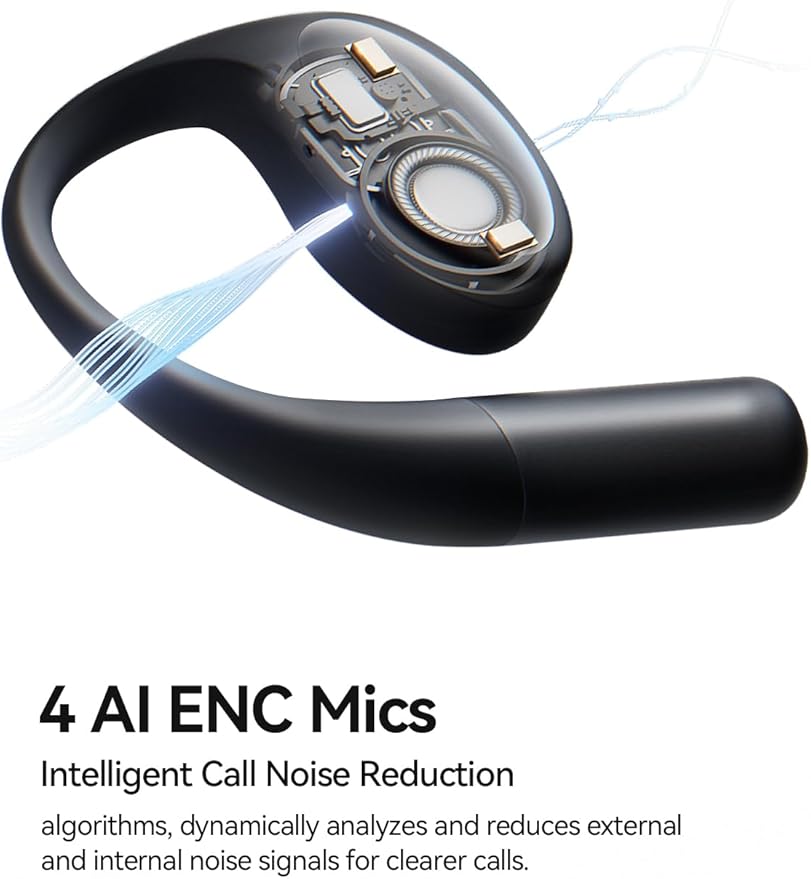 1MORE S51 Open Ear Headphones - Lightweight Secure Fit, Open Ear Earbuds Wireless Bluetooth, 40H Playtime, Bass More+, IPX5 Waterproof, Clear Calls, Game Mode