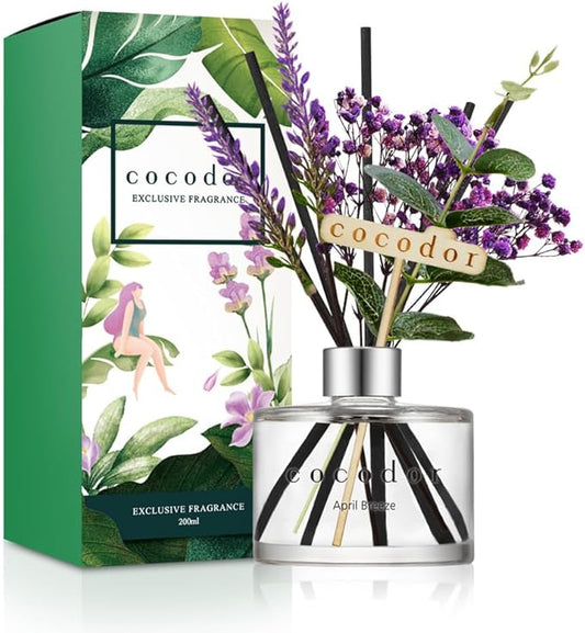 COCODOR Lavender Reed Diffuser/April Breeze/6.7oz/1Pack / Home Fragrance Scent Essential Oil Stick Diffuser for Bedroom Bathroom Home Décor