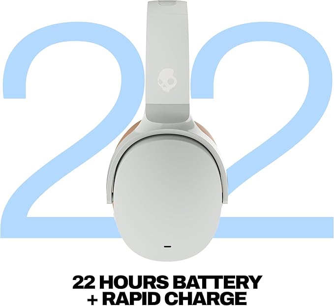 Skullcandy Hesh ANC Wireless Over-Ear Bluetooth Headphones with Extra USB-C Charging Cable, Active Noise Canceling, 22 Hrs Battery, Foldable Lightweight Design, Microphone iPhone Android - Mod White