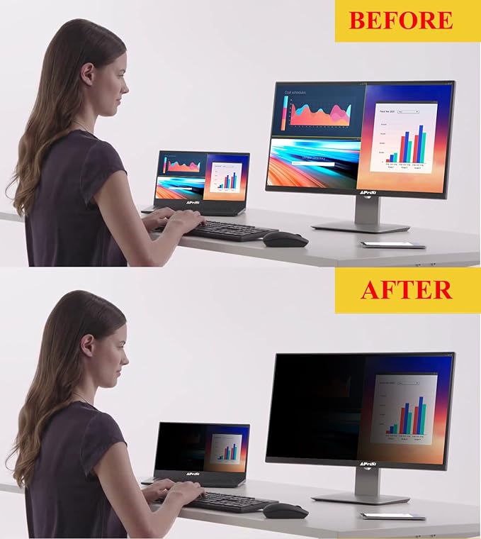 [2 Pack] 18.5 Inch Privacy Screen Filter for Widescreen 16:9 Monitor | Privacy Shield | Anti-Glare | Anti-Blue light Protector | Eye Protection | Computer Security Private Filter