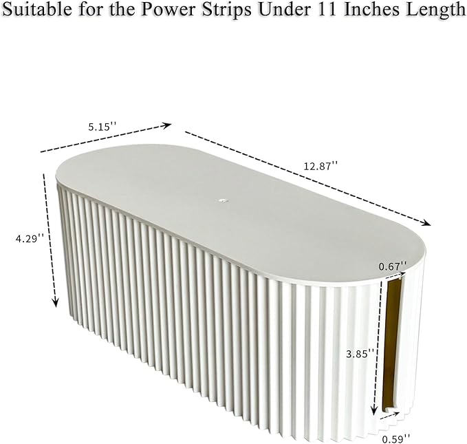 White Cable Box Organizer, Plastic Cord Hider Box with Lid for Desk and Floor, Power Strips Cover for Home, Office, Computer, TV, School, Kitchen, Surge Protector Cover (Small)