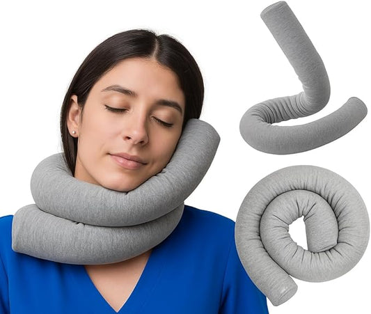 Dot&Dot Twist Memory Foam Travel Pillow for Neck, Chin, Lumbar and Leg Support - Neck Pillows for Sleeping Travel Airplane - Adjustable, Bendable Roll Pillow