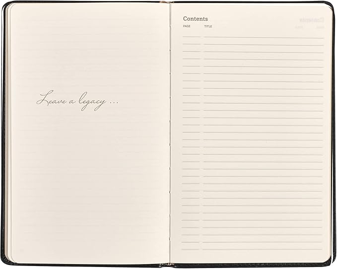 Classic Leather Notebook Writing Journal, Softcover, Narrow Ruled, Table of Contents and Numbered Pages
