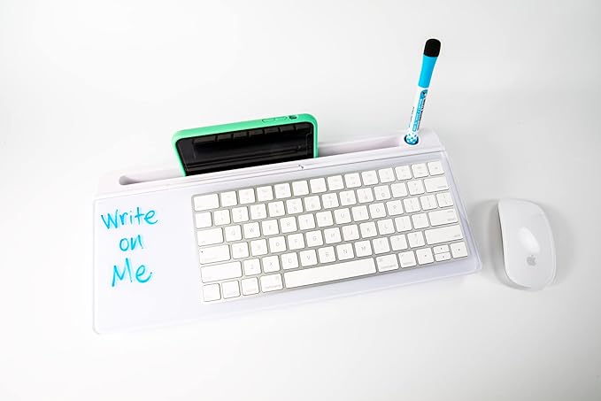 Glassboard Studio Glass Dry Erase Doodle Tray for Desktop Office Supply Storage - Marker and Eraser Included (8 Markers, White)