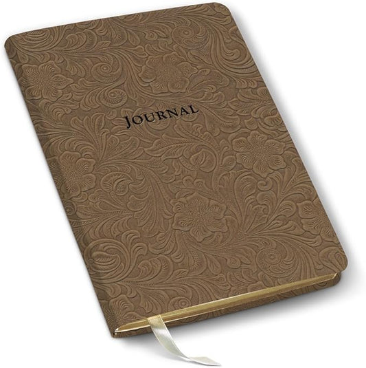 Gallery Leather Journal Notebook - 192 Pages, Softcover, For Men and Women, For Writing, Work & Travel, Handcrafted - Floral Espresso - 8 x 5.5, Desk Lined