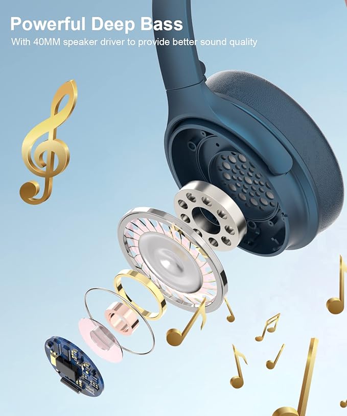 INFURTURE Active Noise Cancelling Headphones, H1 Wireless Over Ear Bluetooth Headphones, Deep Bass Headset, Low Latency, Memory Foam Ear Cups,90H Playtime