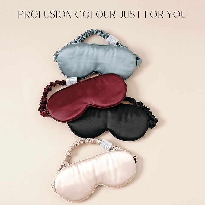 100% 22 Momme Mulberry Silk Sleep Mask, Eye Cover for Sleeping, Blackout 3D Sleep Masks for Lash Extensions with Adjustable Strap for Men and Women (Navy Blue)