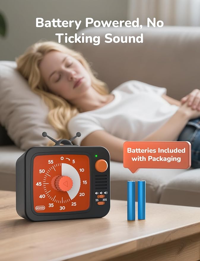 LIORQUE Visual Timer for Kids, 60-Minute Countdown Timers for Classroom Office Kitchen with Silent Operation, Kids Timer for Teaching with Cute Design