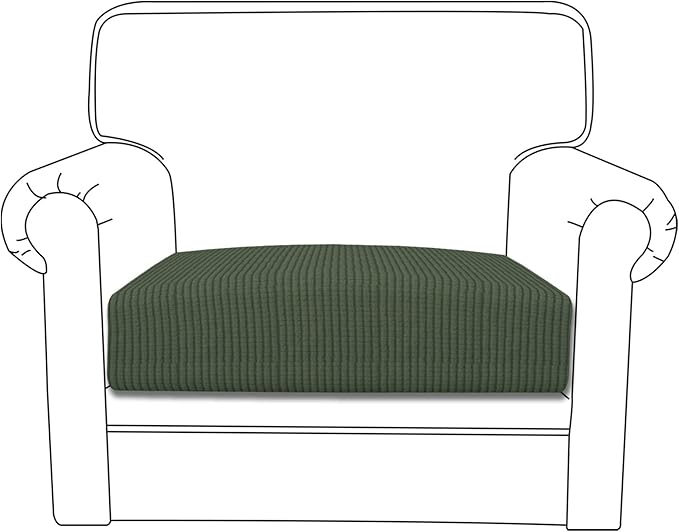 Easy-Going Stretch Chair Cushion Cover Sofa Cushion Furniture Protector Sofa Seat Sofa Slipcover Sofa Cover Soft Flexibility with Elastic Bottom(Chair Cushion, Olive Green)