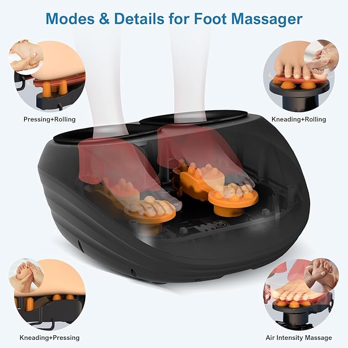 Foot Massager Machine, Shiatsu Foot Massager with Heat, Remote Control, Multiple Massage Modes & Adjustable Intensity, Deep-Kneading Massager Fits Feet Up to Women Size 12, Black/ZL1