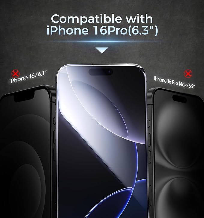 MAGIC JOHN 3rd Gen Upgraded for iPhone 16 Pro Screen Protector 6.3 Inch, HD Clear, Shatterproof Tempered Film, Auto Dust-Elimination, Bubble Free, Easy Installation, 2 Pack