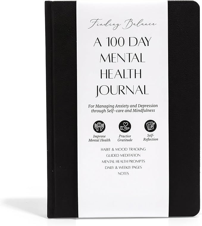 Mental Health Journal - 100-Day Guided Journal with Prompts for Self-Care, Mindfulness, Anxiety & Depression relief - Mood, Wellness & Emotions Trackers