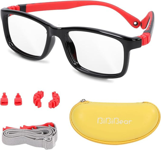 BiBiBear Toddler/Kids/Teens Glasses - Unbreakable TR90 Frame, 180° Flexible, Lightweight & Safe Glasses for Kids Age 2-15