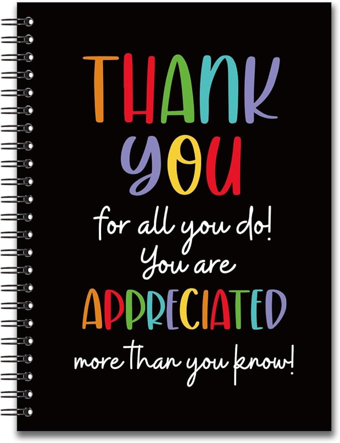 YAZMEEN Thank You Blank Spiral Notebook（160 Pages） Thank You for All You Do Hardcover Sketchbook Encouragement Notebook Journal Funny Appreciation Gift for Employee Coworker Teacher Team Member Boss