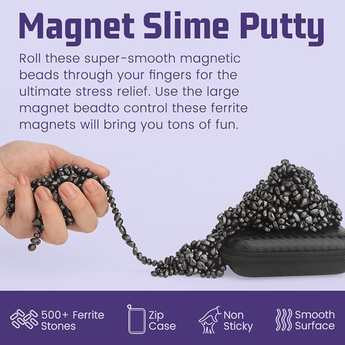 Cool Fidget Magnet Ferrite Putty, Slime Putty Party Favors, Hematite Magnetic Stones Eggs with 1.26 inch Magnet Balls, Anti Anxiety Desk Toy, Stress Relief EDC Toy Atuism Slime Putty& Science Kit Gift