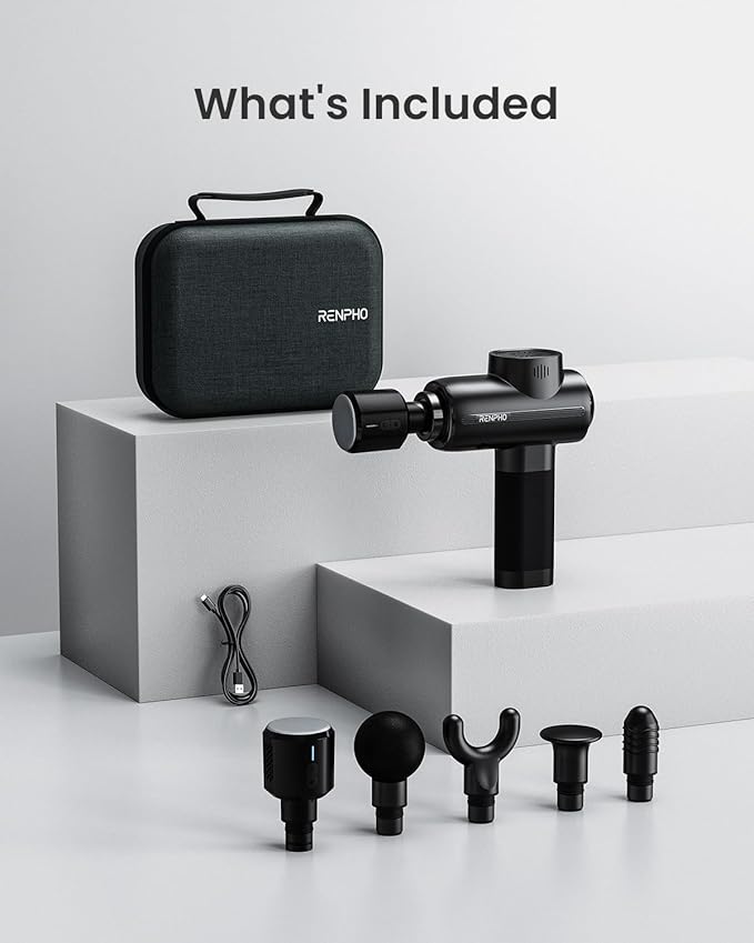 RENPHO Thermacool Massage Gun Deep Tissue with Heat and Cold Head, Handheld Muscle Massager with Carry Case, Percussion Body Muscle Masajeador for Men Women Athletes, Active