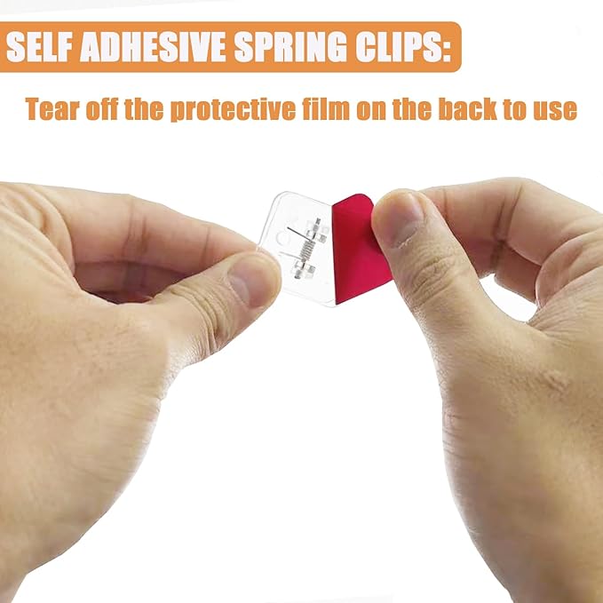 20 Pieces Self Adhesive Clips, Wall Clips,Tapestry Hangers,Photo Clips for Paper Flag Hanger,Sticky Clips for Teachers,Double-Sided Adhesive Spring Clips for Poster Home Office Rope