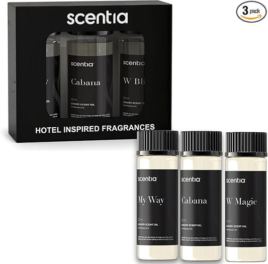 Hotel Diffuser Oil | Aromatherapy Fragrances Inspired by 5-Star Hotels | Luxurious Scents Gift Set - 3 x 20ml Bottles Set - The 1 Hotel Miami, W Hotel, The Ritz Carlton