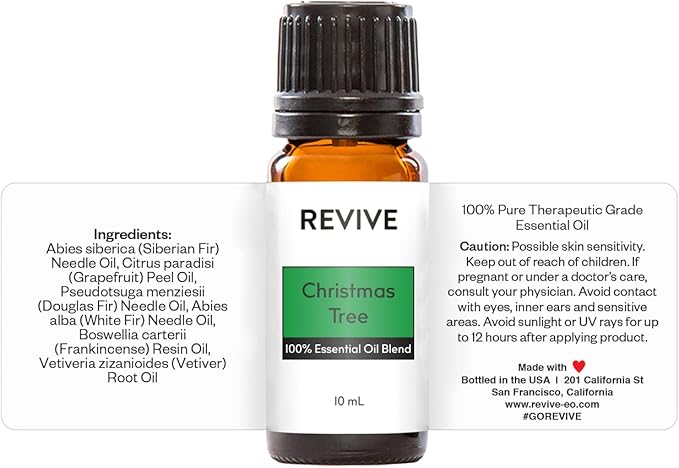 Christmas Tree Essential Oil Blend by REVIVEEO - 100% Pure Therapeutic Grade, for Diffuser, Humidifier, Massage, Aromatherapy, Skin & Hair Care