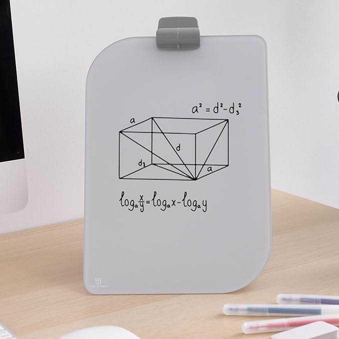 TSJ OFFICE Small Desktop Whiteboard - 12 X 8 Inches Glass Dry Erase Board with Stand, Desk Board Buddy for Home, Office, School Supply