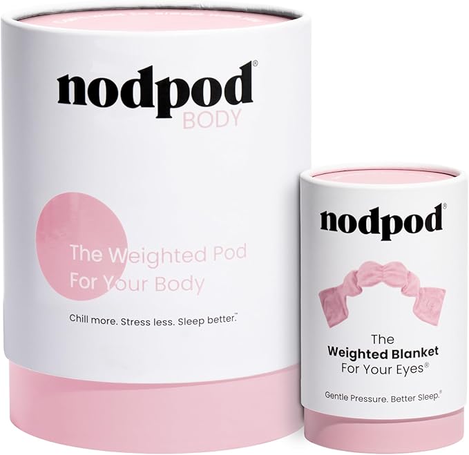 Nodpod Weighted Blanket & Sleep Mask Bundle – Ultra-Soft Body Blanket with Glass Beads + Light-Blocking Eye Mask – Relaxation, Comfort, Travel & Better Sleep - Blush Pink