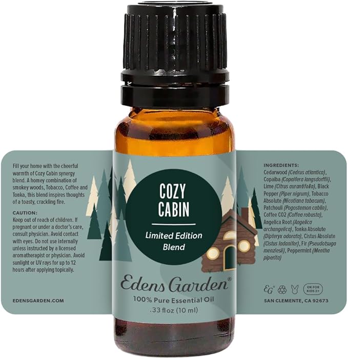 Edens Garden Cozy Cabin Essential Oil Blend- 100% Pure Premium Grade, Undiluted, Natural, Therapeutic, Aromatherapy, The Best for Diffusing, Candle, Laundry, Humidifiers 10 ml (.33 fl oz)