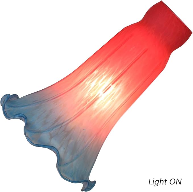 Bieye LS67 Lily Flower Blown Glass Lampshade (Red Blue, Opening I.D. 1.26" x O.D. 1.5")