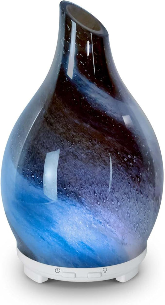 Essential Oil Diffuser 120ML Glass Ultrasonic Aromatherapy Oil Diffuser-Aroma Humidifier Glass Diffuser,7 Color Changing Light Waterless Auto-Off-Ultra-Quiet for Sleeping Yoga Home Office and Spa