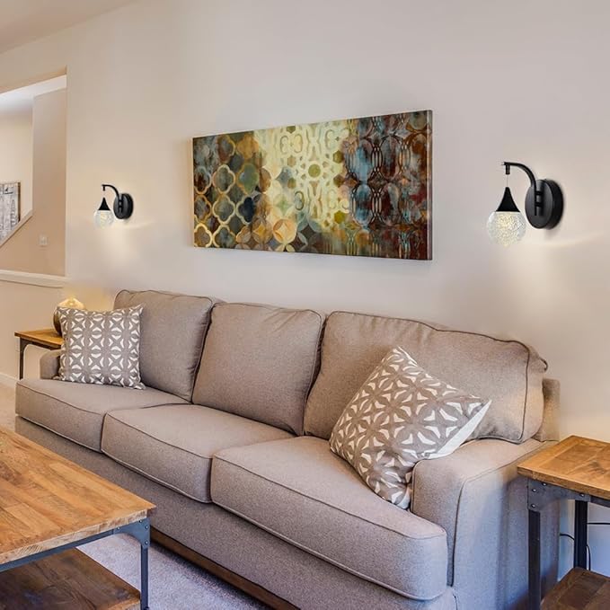 Crystal Wall Sconce Indoor, Bubble Modern Wall Sconces, Dimmable 5W LED Wall Light for Bedroom Bathroom Living Room Dining Room Hallway, Black