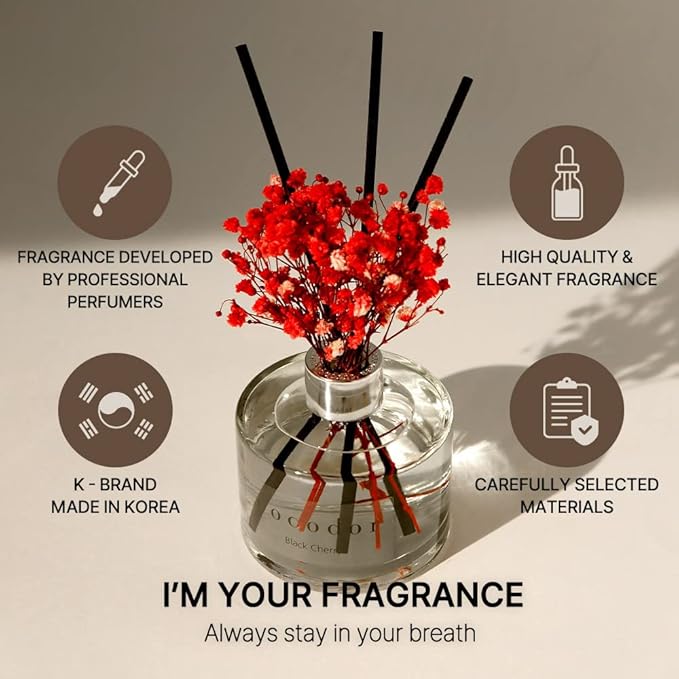 COCODOR Flower Reed Diffuser Set / 6.7oz / Pure Cotton/Scent Diffuser with Sticks Home Fragrance Reed Diffuser for Bathroom Shelf Decor