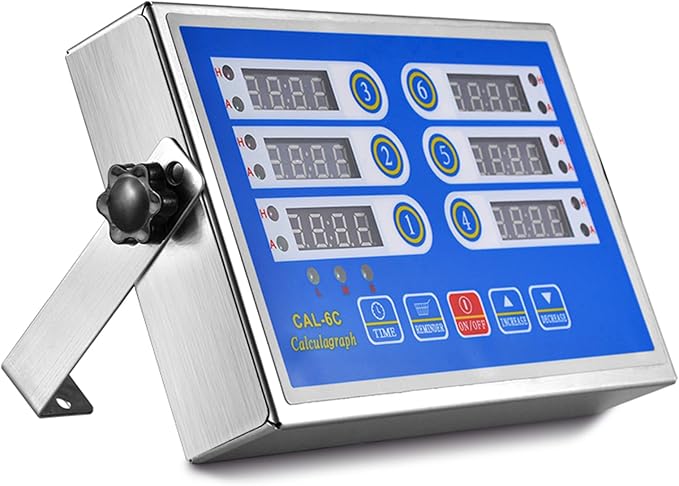 Commercial 6 Channel Kitchen Timer Cooking Countdown with Clear Display Loud Ring Alarm Reminder for Restaurant Multiple Events