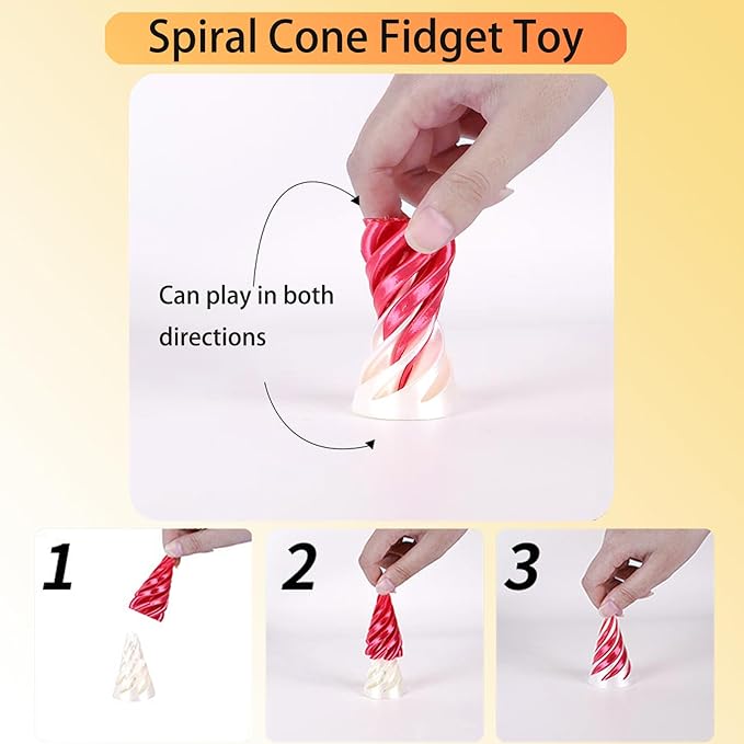 3 Packs Impossible Cone, Spiral Cone Fidget Toy 3D Printed Spiral Cone Toy, Pyramid Passthrough Sculpture, Mini Cones Pass Through Pyramid Fidget Toy for Stress and Anxiety Relaxing (Pink)