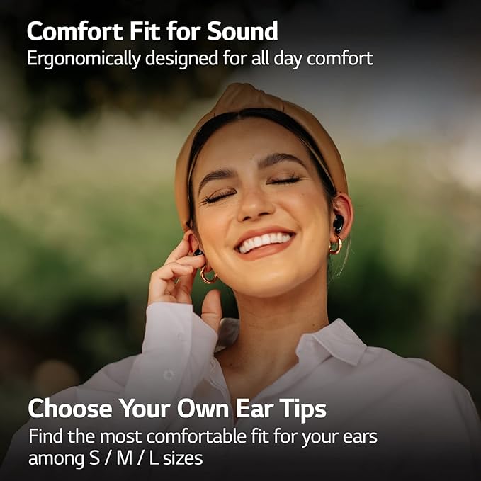 LG TONE Free True Wireless Bluetooth FP9 - Active Noise Cancelling Earbuds with UVnano Charging Case, Black