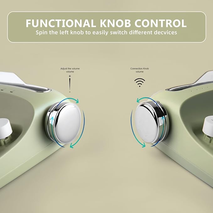 YUNZII Upgraded Wireless Typewriter Keyboard, Retro Aesthetic with Integrated Stand,Cute Round Keycaps, USB-C/Bluetooth Connection for Table, Phone, PC and Win/Mac/Android (B307, Sweet Mint)