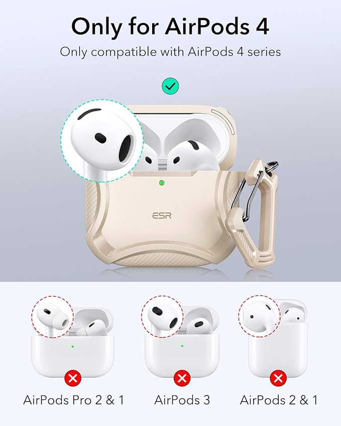 ESR for AirPods 4 Case, Compatible with AirPods 4th Generation Case (2024), Compatible with MagSafe, Powerful Drop Protection, Magnetic Lid, Cyber Series, Desert Titanium