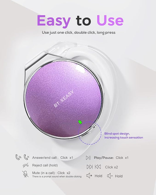 Open Ear Headphones Bluetooth 5.4, Sport On Ear Headphones Wireless, Water-Drop Shaped Noise Cancelling Clip On Headset Bluetooth with Long Battery Life, Comfort Fit 4 Microphones Earphones